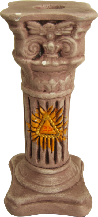 Coluna Manica em gesso com tringulo radiante e Grau 33