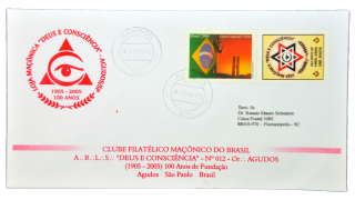 Envelope 100 anos Loja Manica Deus e Conscincia - Brasil