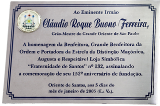 Placa da Loja Manica Fraternidade de Santos n 132