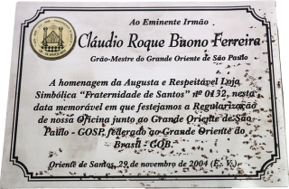 Placa da Loja Manica "Fraternidade de Santos" n 0132